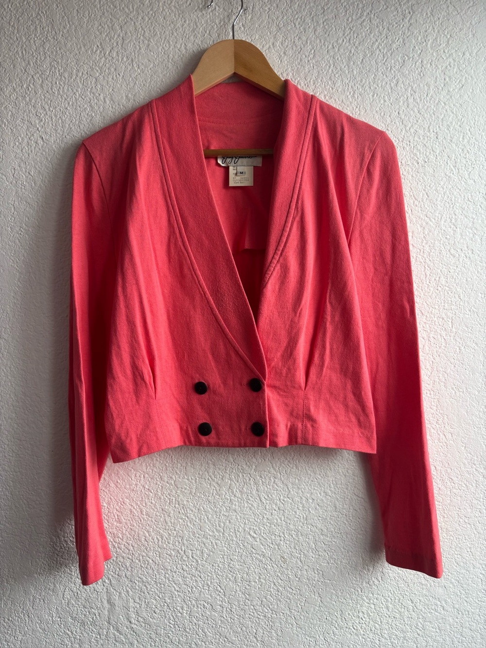 Vintage Jay Jacobs Womens Coral Cropped Double Breasted Jacket Medium